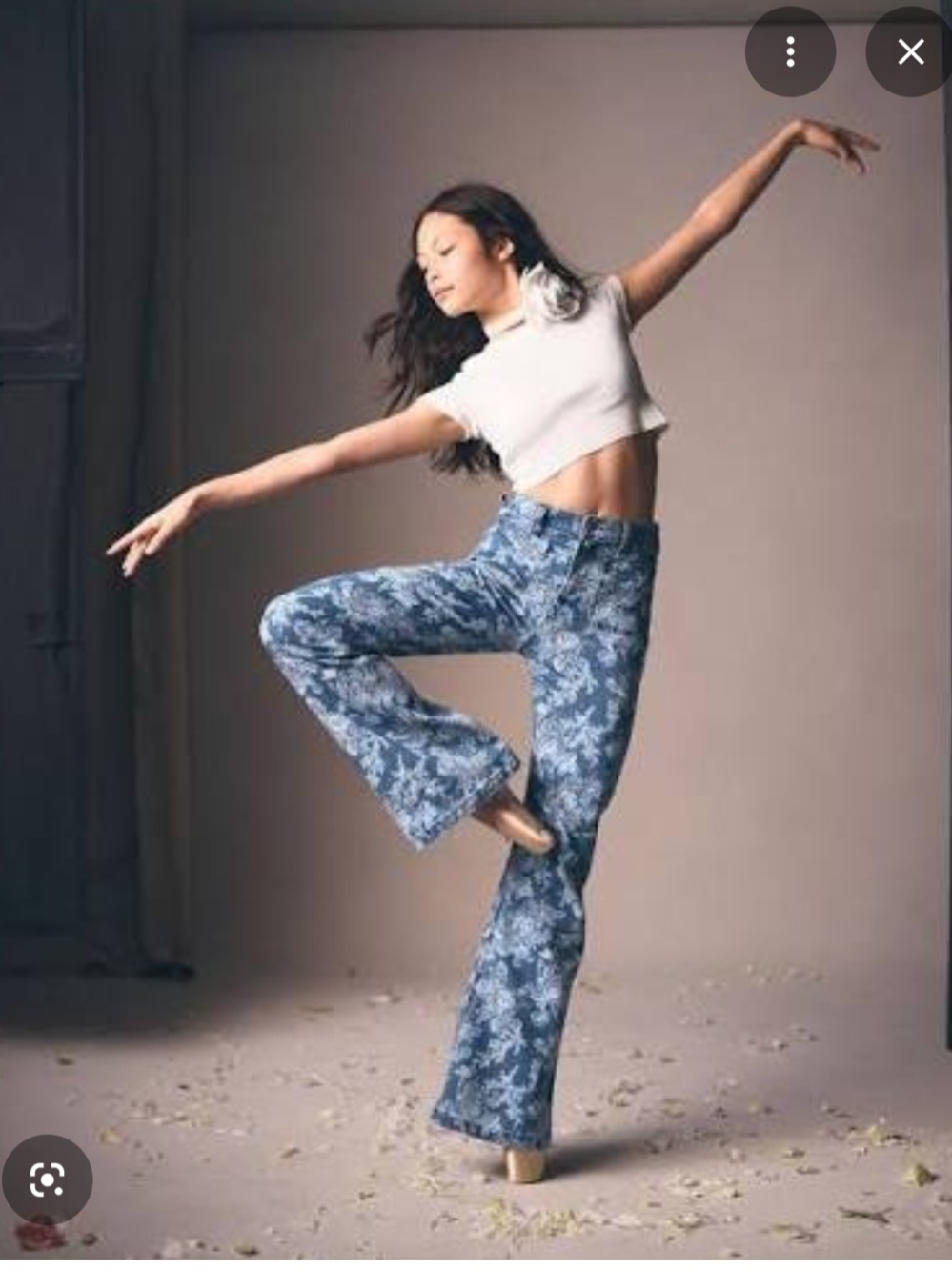 LoveShackFancy Blue Floral High-Rise Flare Jeans